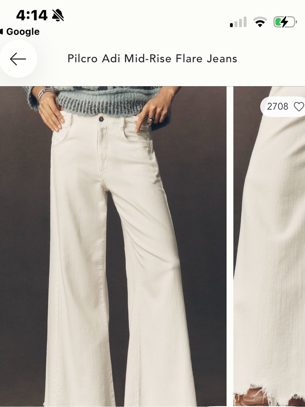 Anthropologie Pilcro Wide-Leg Flare Jeans in Off-White
